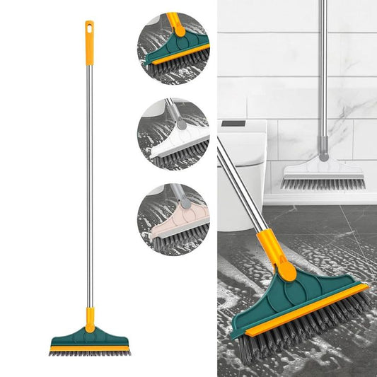 3 in 1 Cleaning Brush with Wiper | Double Sided Viper & Scrubber Brush with Long Handle